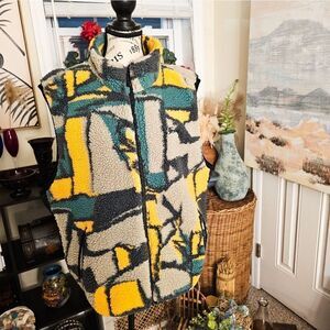 Stussy Colorblock sherpa Jacquard Design sleeveless Vest.
